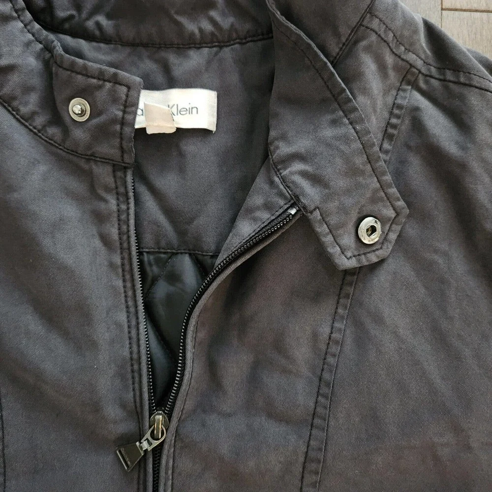 CALVIN KLEIN Men's Classic Zip-Front Members Only \ Bomber Jacket XL Iron Grey - Picture 6 of 11
